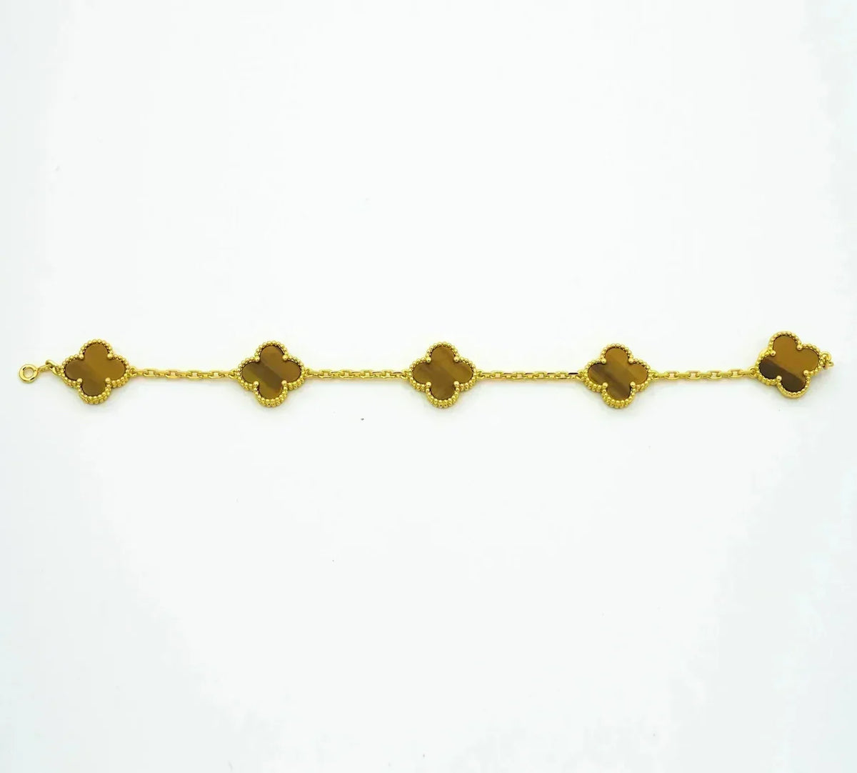 [Loran]LUCKY CLOVER 5-MOTIF BRACELET -  TIGER’S EYE COLLECTION