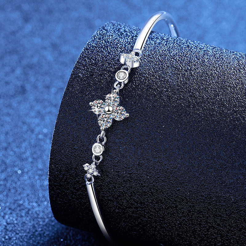 [Loran]CLOVER & TWIN-STAR MOISSANITE BRACELET