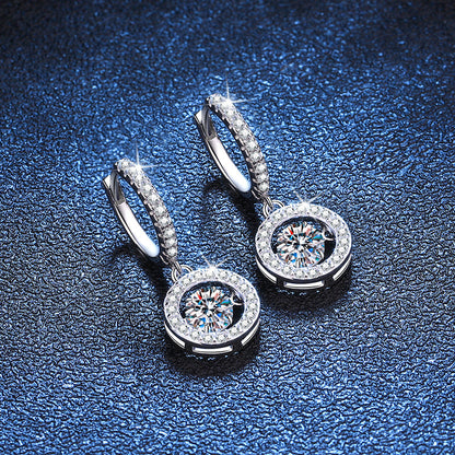 [Loran]DANCING MOISSANITE HALO DROP HOOP EARRINGS