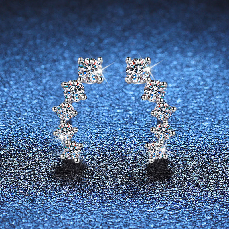[Loran]SPARKLING SMILE ARC MOISSANITE STUD EARRINGS