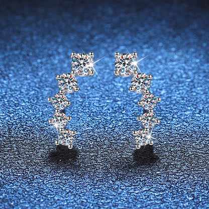 [Loran]SPARKLING SMILE ARC MOISSANITE STUD EARRINGS