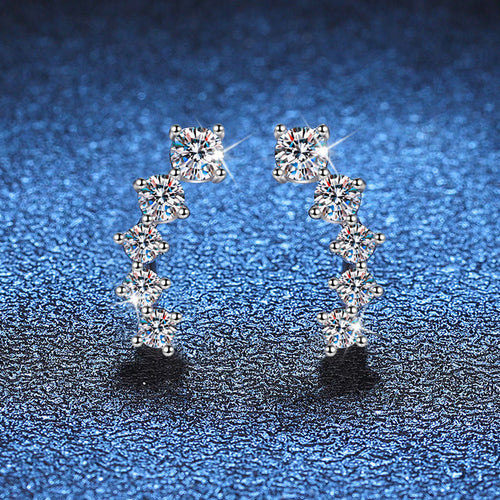 [Loran]SPARKLING SMILE ARC MOISSANITE STUD EARRINGS