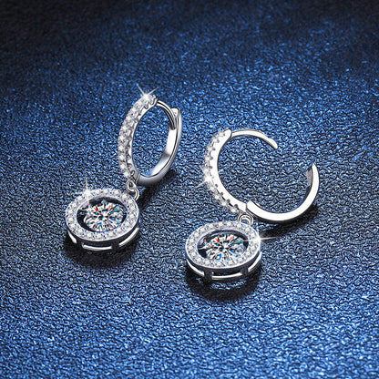 [Loran]DANCING MOISSANITE HALO DROP HOOP EARRINGS