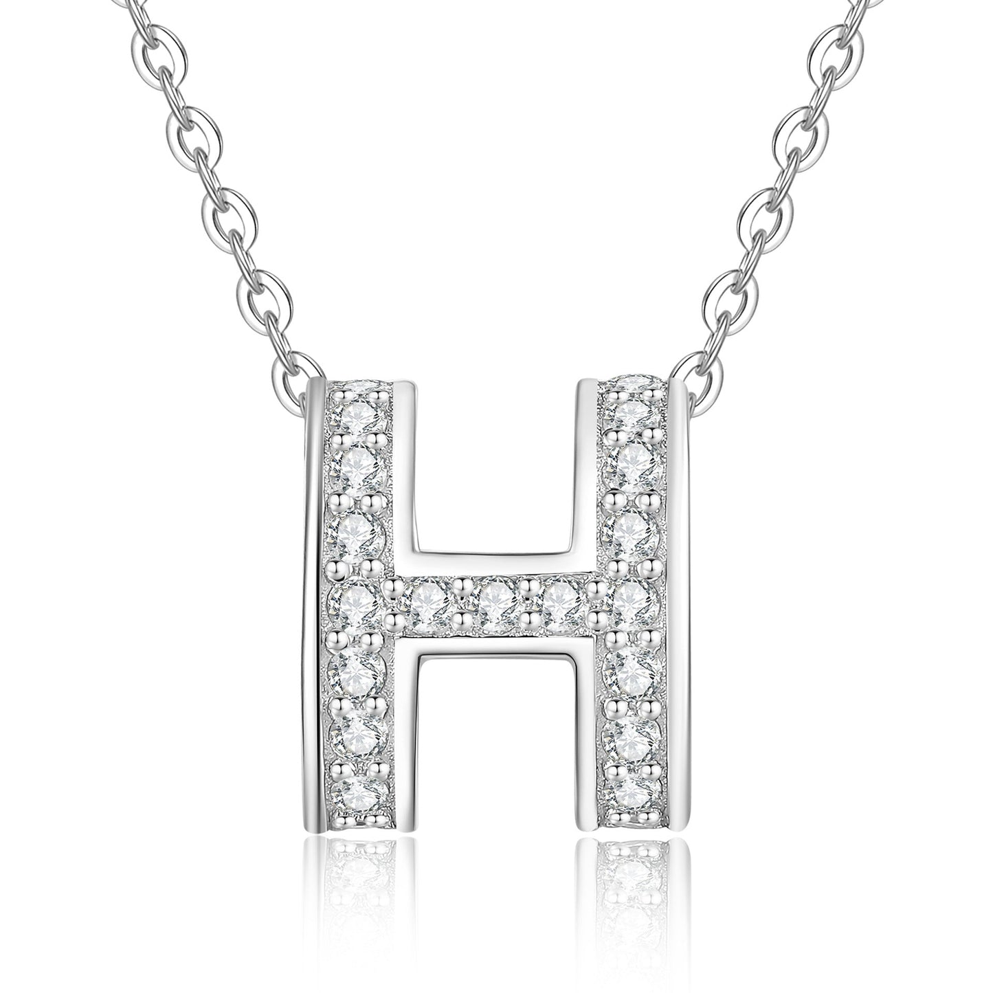 [Loran]FULL-PAVE "H" MOISSANITE PENDANT NECKLACE