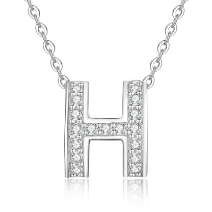 [Loran]FULL-PAVE "H" MOISSANITE PENDANT NECKLACE