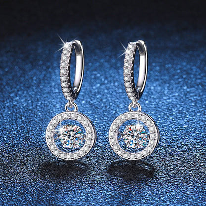[Loran]DANCING MOISSANITE HALO DROP HOOP EARRINGS