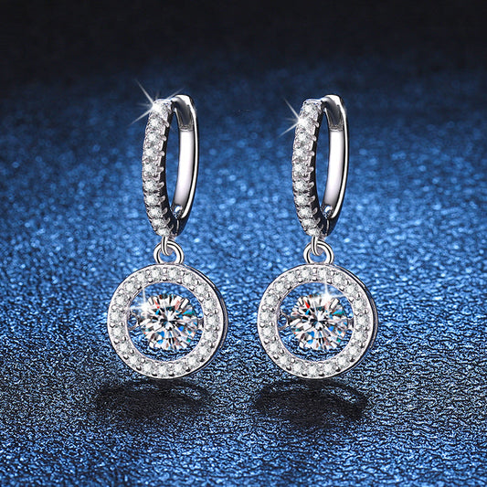 [Loran]DANCING MOISSANITE HALO DROP HOOP EARRINGS