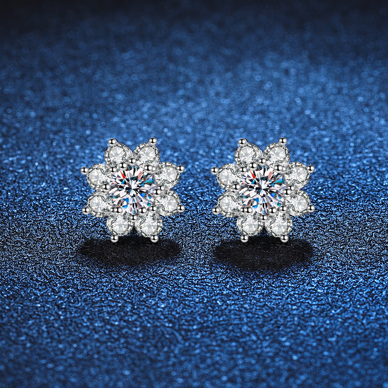 [Loran]RADIANT SUNFLOWER MOISSANITE STUD EARRINGS