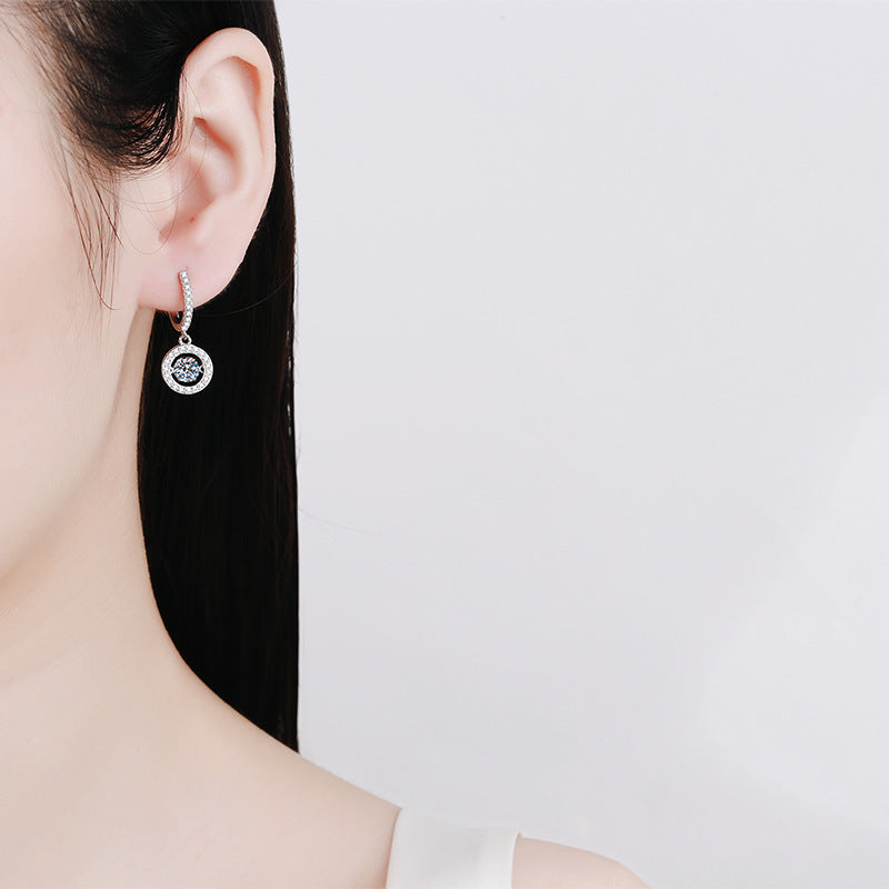 [Loran]DANCING MOISSANITE HALO DROP HOOP EARRINGS