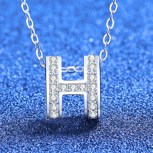 [Loran]FULL-PAVE "H" MOISSANITE PENDANT NECKLACE