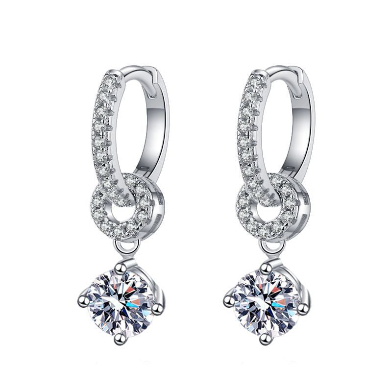 [Loran]INTERLOCKING DOUBLE RING MOISSANITE DROP EARRINGS