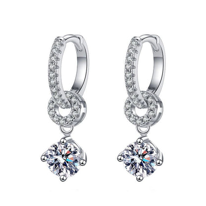 [Loran]INTERLOCKING DOUBLE RING MOISSANITE DROP EARRINGS