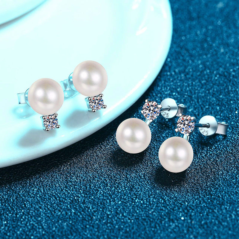 [Loran]ELEGANT NATURAL PEARL & MOISSANITE DROP EARRINGS
