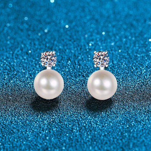 [Loran]ELEGANT NATURAL PEARL & MOISSANITE DROP EARRINGS