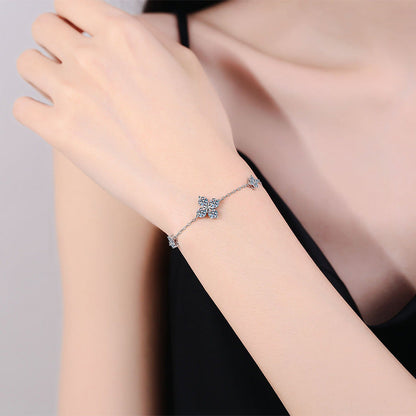 [Loran]CLOVER LUCKY CHARM MOISSANITE BRACELET