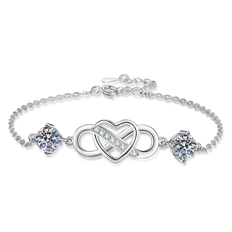 [Loran]DOUBLE-STONE "LOVE LINK" MOISSANITE BRACELET