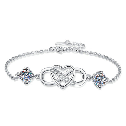 [Loran]DOUBLE-STONE "LOVE LINK" MOISSANITE BRACELET