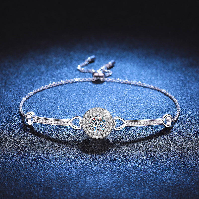 [Loran]INTERLOCKING HEART & CIRCLE MOISSANITE BRACELET