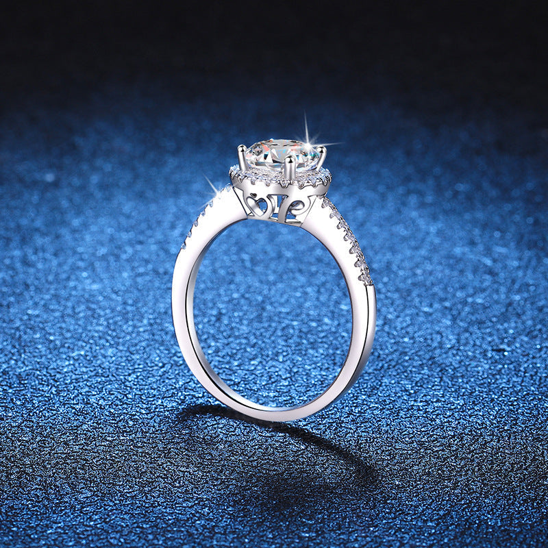 [Loran]RADIANT ROUND HALO MOISSANITE ENGAGEMENT RING