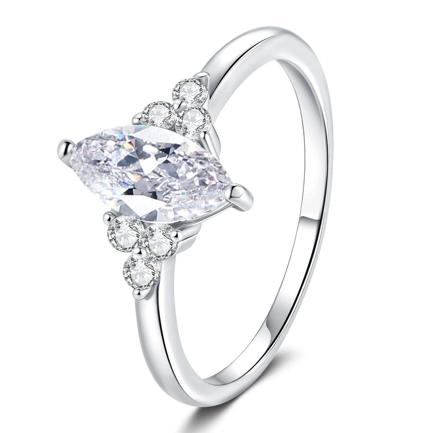 [Loran]ELEGANT MARQUISE CUT MOISSANITE RING WITH SIDE ACCENTS