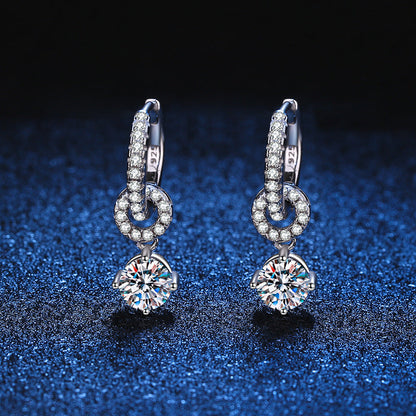 [Loran]INTERLOCKING DOUBLE RING MOISSANITE DROP EARRINGS
