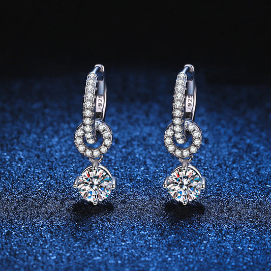 [Loran]INTERLOCKING DOUBLE RING MOISSANITE DROP EARRINGS