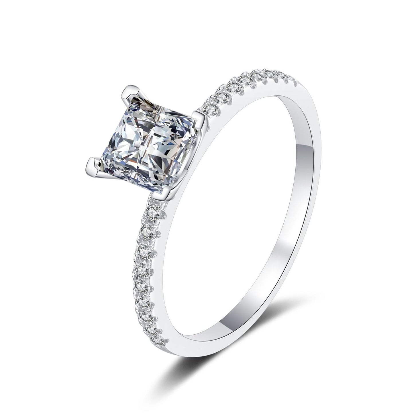 [Loran]ELEGANT PRINCESS CUT MOISSANITE ENGAGEMENT RING
