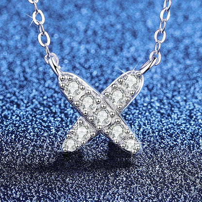 [Loran]MODERN X-SHAPE PAVÉ MOISSANITE NECKLACE