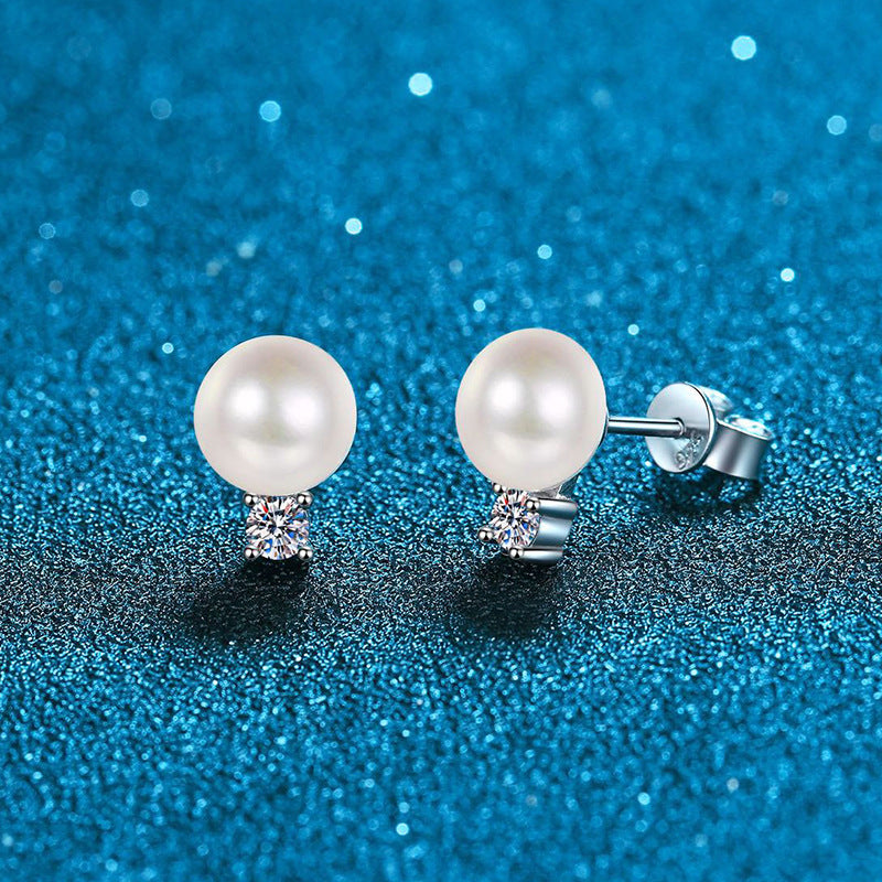 [Loran]ELEGANT NATURAL PEARL & MOISSANITE DROP EARRINGS