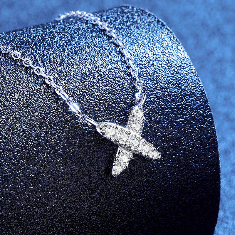 [Loran]MODERN X-SHAPE PAVÉ MOISSANITE NECKLACE