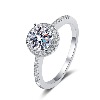 [Loran]RADIANT ROUND HALO MOISSANITE ENGAGEMENT RING