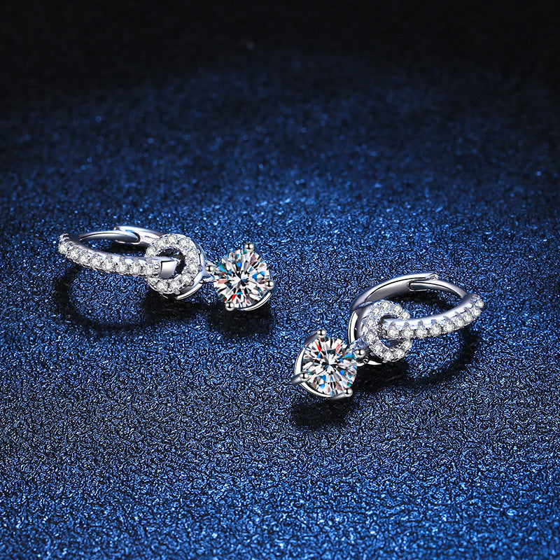 [Loran]INTERLOCKING DOUBLE RING MOISSANITE DROP EARRINGS
