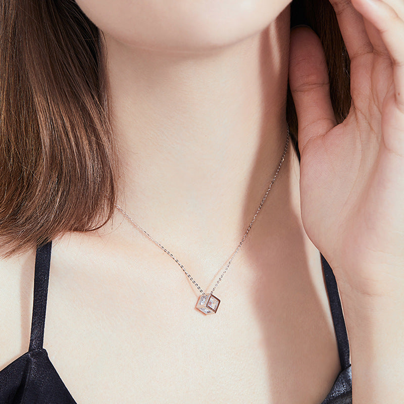 [Loran]GEOMETRIC SUGAR-CUBE MOISSANITE NECKLACE