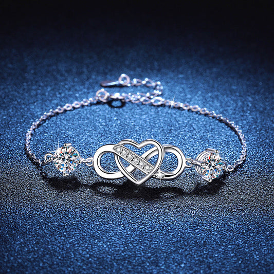 [Loran]DOUBLE-STONE "LOVE LINK" MOISSANITE BRACELET