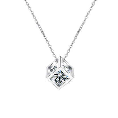 [Loran]GEOMETRIC SUGAR-CUBE MOISSANITE NECKLACE