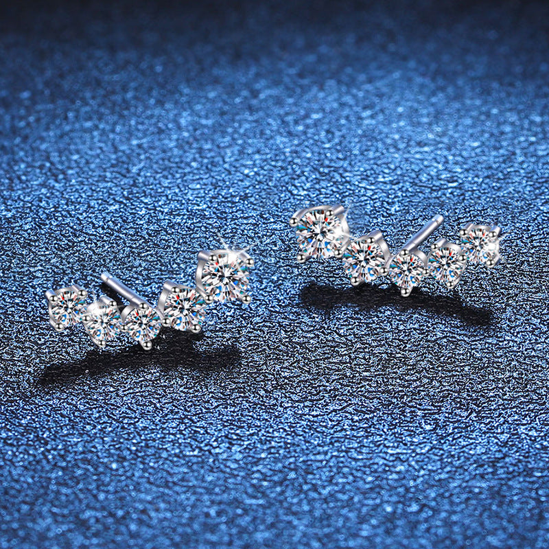 [Loran]SPARKLING SMILE ARC MOISSANITE STUD EARRINGS