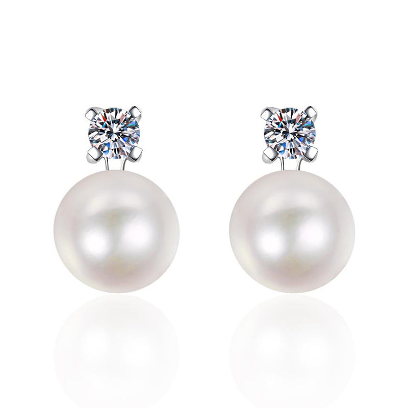 [Loran]ELEGANT NATURAL PEARL & MOISSANITE DROP EARRINGS