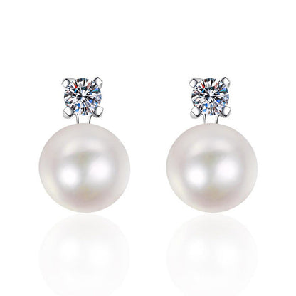 [Loran]ELEGANT NATURAL PEARL & MOISSANITE DROP EARRINGS