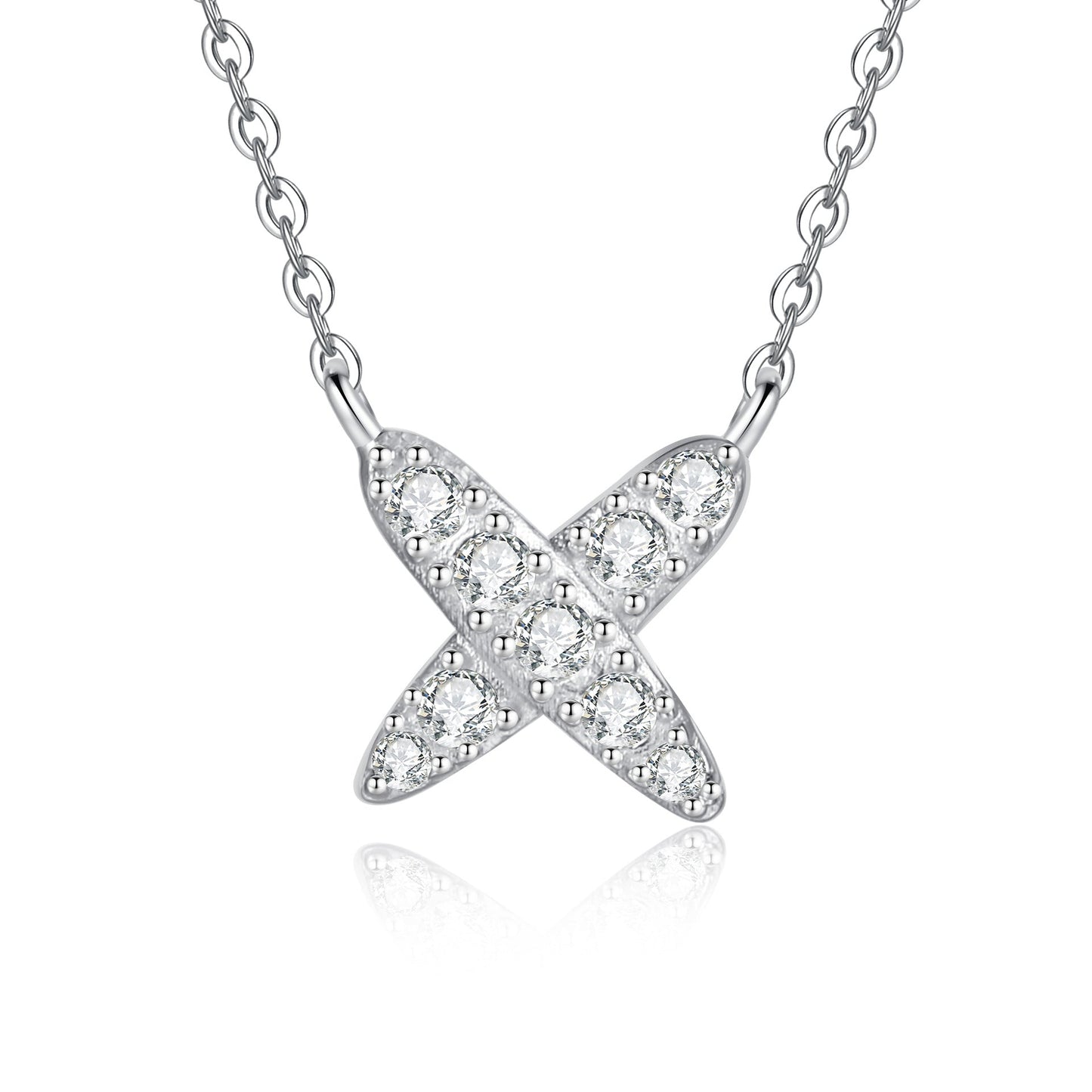 [Loran]MODERN X-SHAPE PAVÉ MOISSANITE NECKLACE