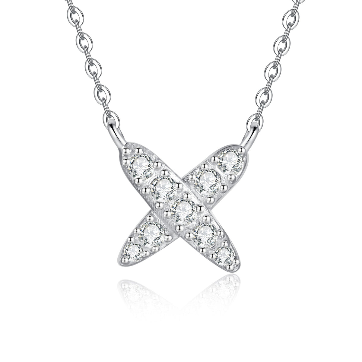 [Loran]MODERN X-SHAPE PAVÉ MOISSANITE NECKLACE