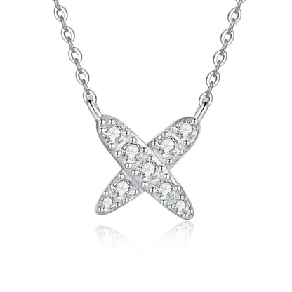 [Loran]MODERN X-SHAPE PAVÉ MOISSANITE NECKLACE