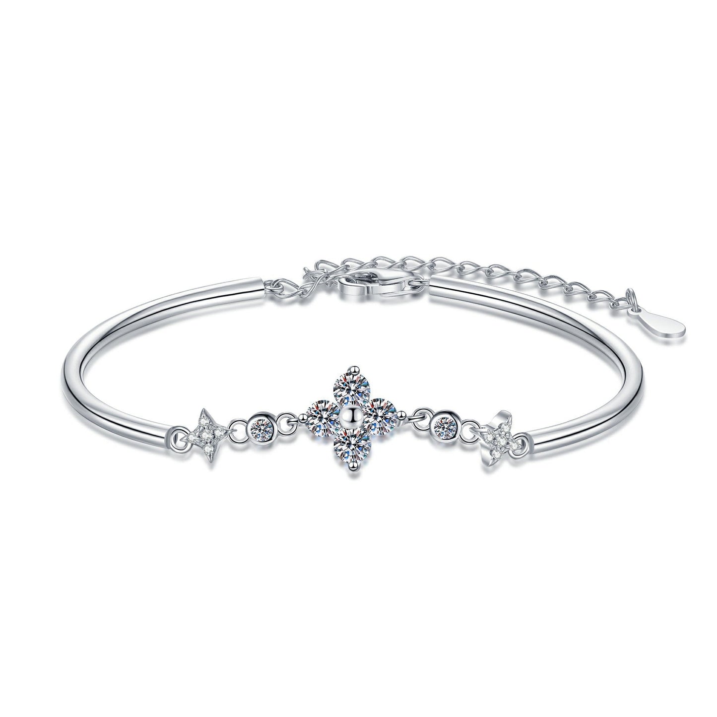 [Loran]CLOVER & TWIN-STAR MOISSANITE BRACELET