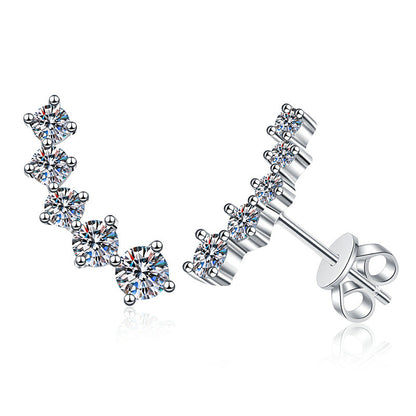 [Loran]SPARKLING SMILE ARC MOISSANITE STUD EARRINGS