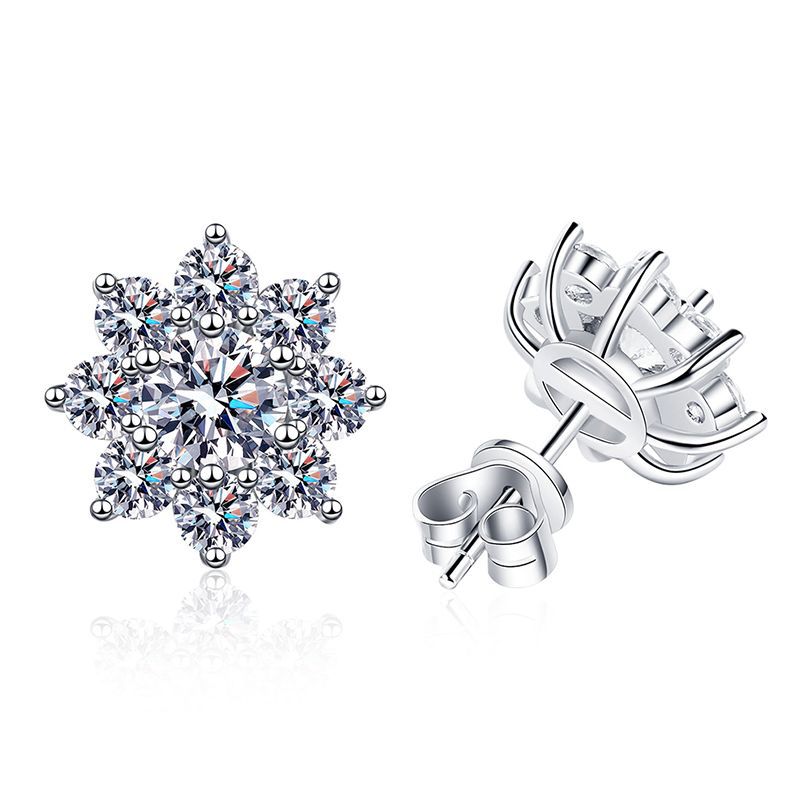 [Loran]RADIANT SUNFLOWER MOISSANITE STUD EARRINGS