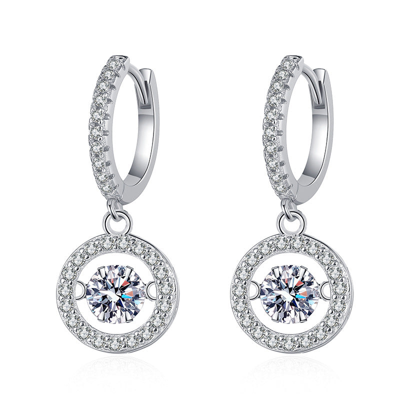 [Loran]DANCING MOISSANITE HALO DROP HOOP EARRINGS