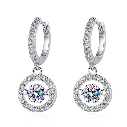 [Loran]DANCING MOISSANITE HALO DROP HOOP EARRINGS