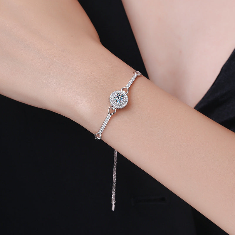 [Loran]INTERLOCKING HEART & CIRCLE MOISSANITE BRACELET