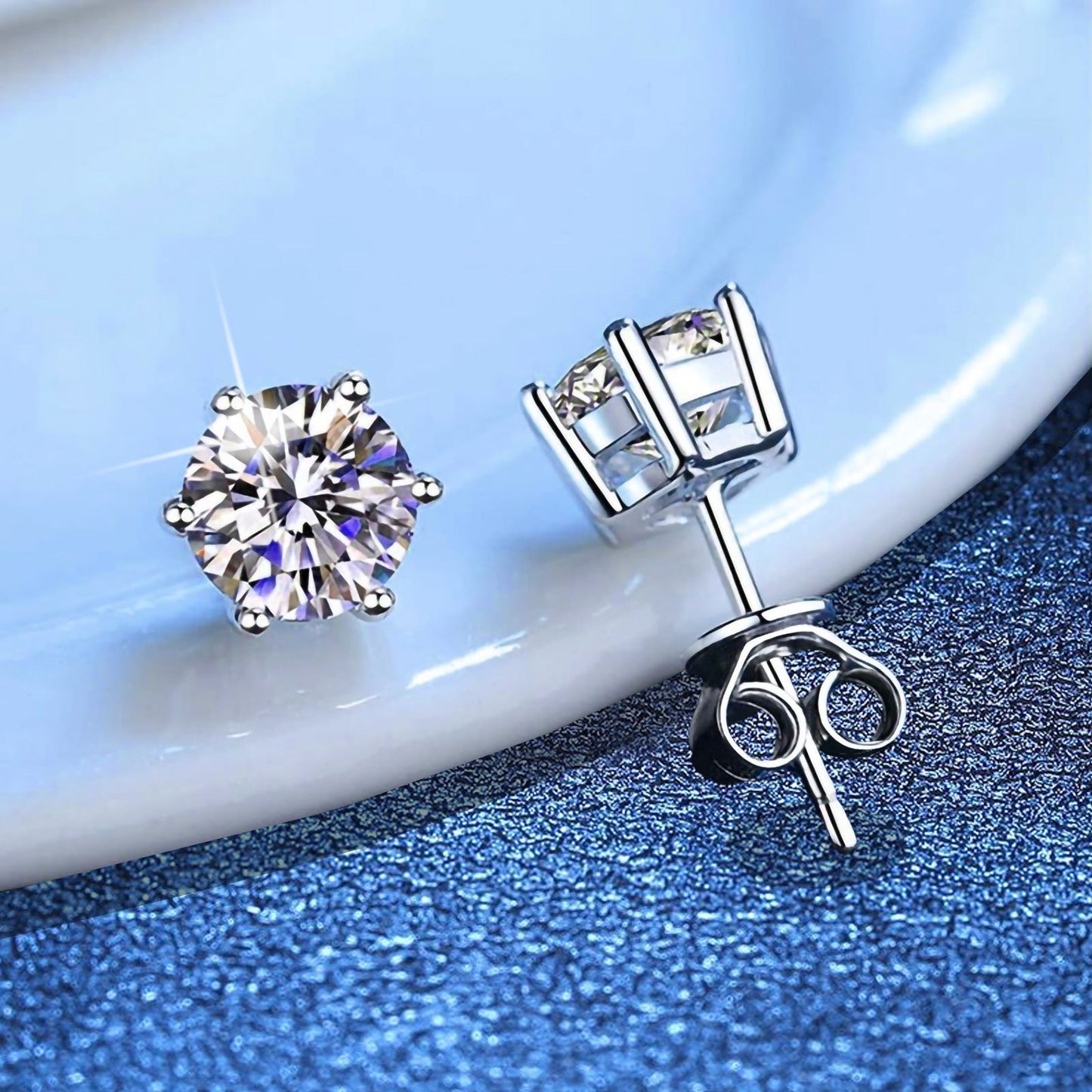 [Loran]SIX-PRONG MOISSANITE EARRINGS