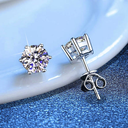 [Loran]SIX-PRONG MOISSANITE EARRINGS