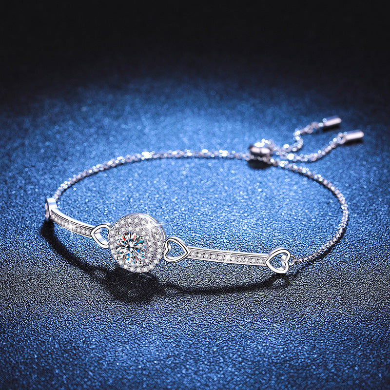 [Loran]INTERLOCKING HEART & CIRCLE MOISSANITE BRACELET